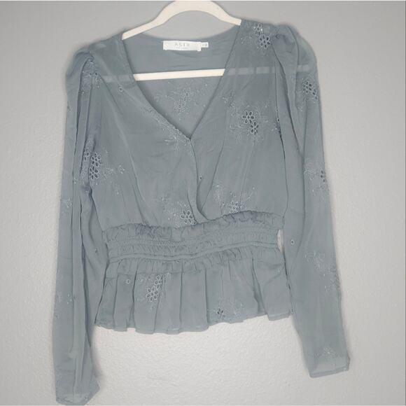 ASTR long sleeve top Peplum Blouse gray - Picture 6 of 7